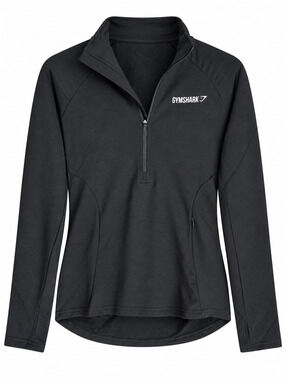 Gymshark Fit Pullover M Black Quarter Zip Long Sleeve GLP0009-BK NWT